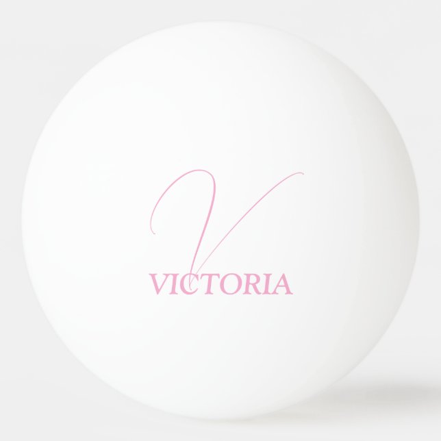 Pink Monogram and Name Personalised Ping Pong Ball (Front)
