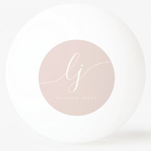 Pink Monogram and Name Personalised Ping Pong Ball