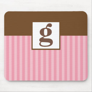 Pink Monogram and Stripes Mouse Pad