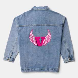 Pink Monogram Angel Wings Denim Jacket