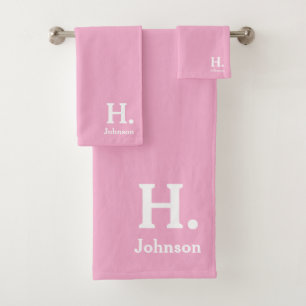Pink Monogram  Bath Towel Set