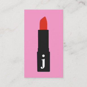 Pink Monogram Beauty Makeup Artist Lipstick Business Card
