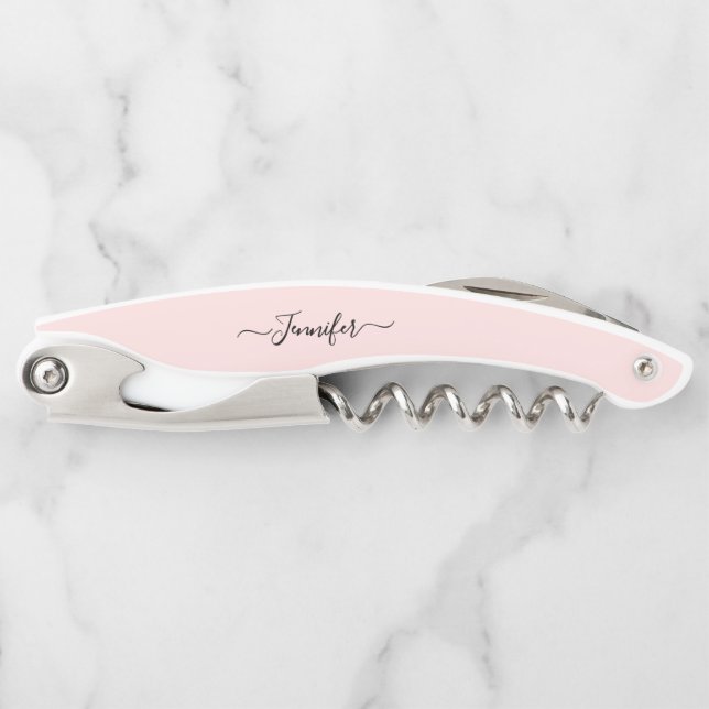 Pink Monogram Beer Wine Corkscrew Bottle Opener (Front)
