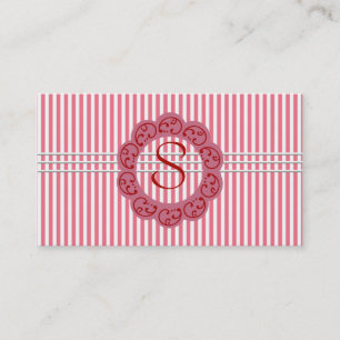 Pink Monogram Business Card