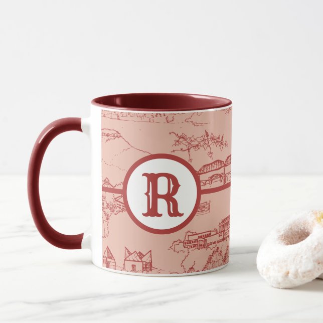 Pink Monogram Chattanooga Toile Mug (With Donut)
