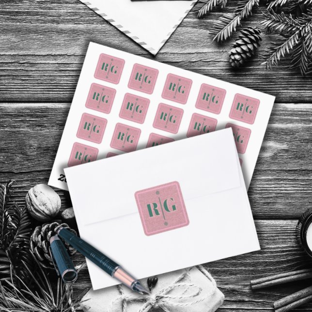 Pink Monogram Elegant Winter Sticker (Creator Uploaded)