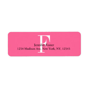 Pink Monogram F Address Labels