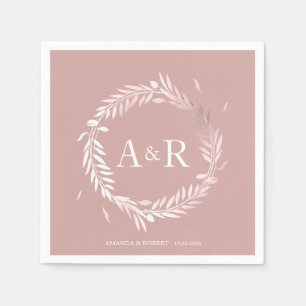 Pink Monogram Faux Foil Wedding Napkins