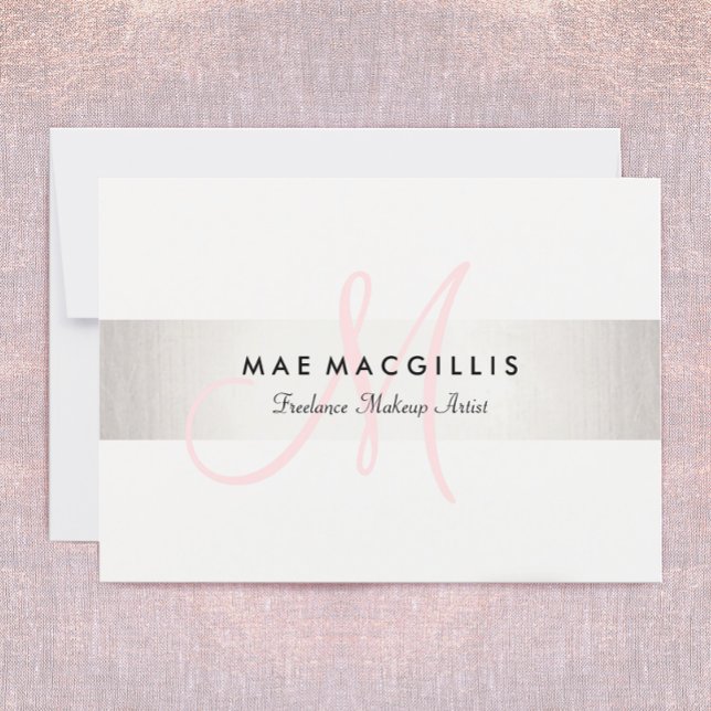 Pink Monogram FAUX Silver Striped Gift Certificate (Creator Uploaded)