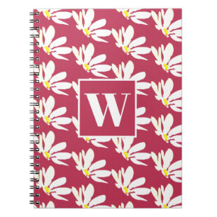 Pink Monogram Floral Daisy Spiral Photo Notebook