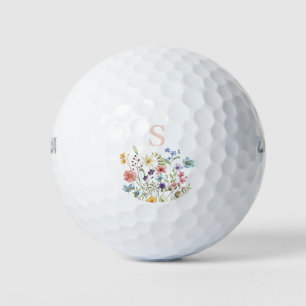 Pink Monogram Floral Golf Balls