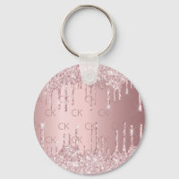Pink monogram glitter drips dusty rose luxury