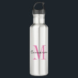 Pink Monogram Initial and Name Personalised Gift 710 Ml Water Bottle<br><div class="desc">Pink Monogram Initial and Name Personalised</div>