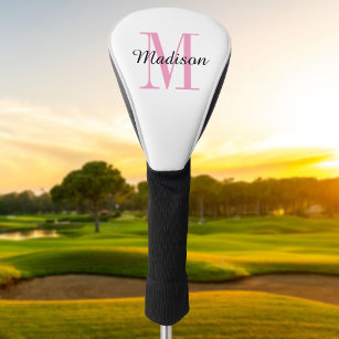 Pink Monogram Initial and Name Personalised Golf Head Cover