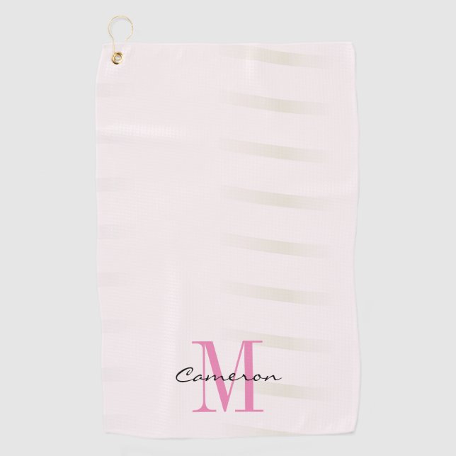 Pink Monogram Initial and Name Personalised Golf Towel (Front)