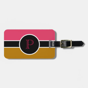 Pink Monogram Initial Modern Chic Travel Bag Luggage Tag