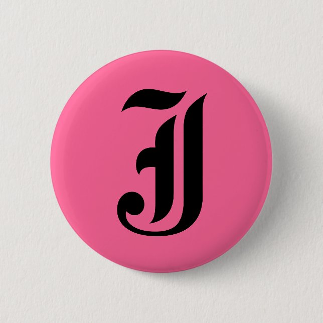 Pink Monogram J 6 Cm Round Badge (Front)