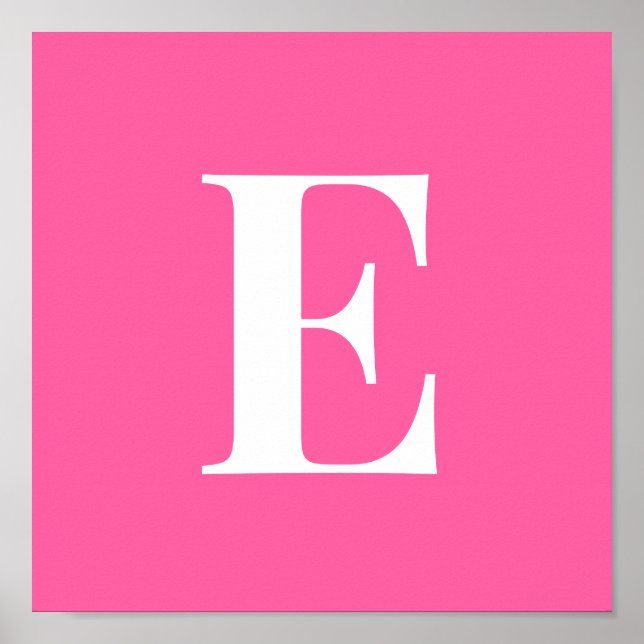Pink Monogram Letter Poster | Personalised Initial (Front)
