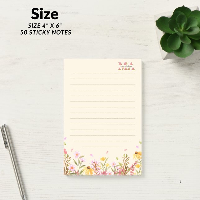 Pink Monogram Modern Minimalist Post-it Notes (Pink Monogram Modern Minimalist Post-it Notes)
