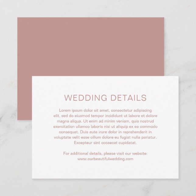 Pink Monogram Modern Wedding Enclosure Card (Front/Back)