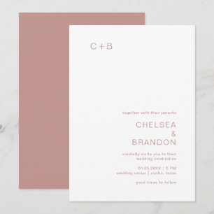 Pink Monogram Modern Wedding Invitation