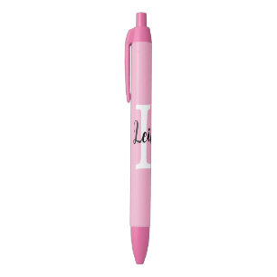 Pink Monogram Name Script Personalised Design Black Ink Pen
