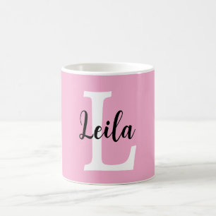 Pink Monogram Name Script Personalised Design Coffee Mug