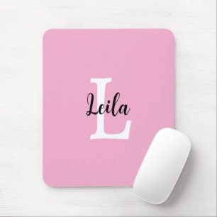 Pink Monogram Name Script Personalised Design Mouse Pad