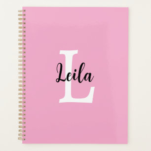 Pink Monogram Name Script Personalised Design Planner