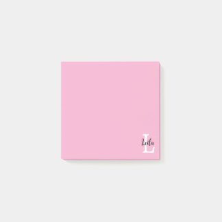 Pink Monogram Name Script Personalised Design Post-it Notes