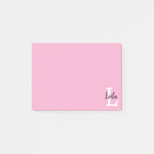 Pink Monogram Name Script Personalised Design Post-it Notes