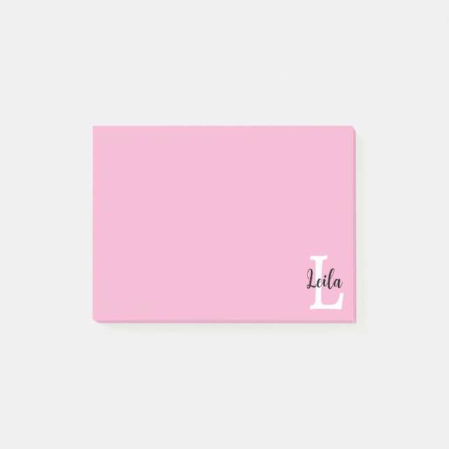 Pink Monogram Name Script Personalised Design Post-it Notes (Front)