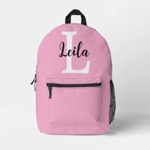 Pink Monogram Name Script Personalised Design Printed Backpack