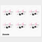 Pink Monogram Names Date Place Wedding Stickers (Sheet)