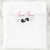 Pink Monogram Names Date Place Wedding Stickers (Bag)