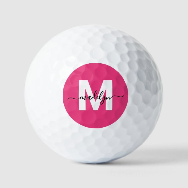 Pink Monogram Personalised Golf Balls (Front)