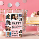 Pink Monogram Photo Collage Happy Birthday Card<br><div class="desc">This cool and cute happy birthday greeting card is perfect for any friend or family member. It features nine customisable photograph pictures with a monogram name and the quote, "Happy Birthday, " on top of a bubblegum pink "30" (which can be changed to any age) and blush pink colour block...</div>