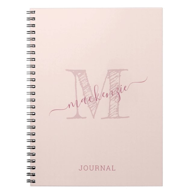 Pink Monogram Rustic Chic Personalised Notebook (Front)