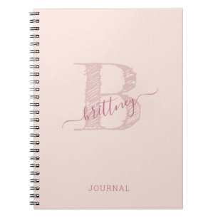 Pink Monogram Rustic Chic Personalised Notebook