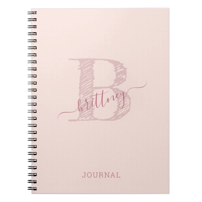 Pink Monogram Rustic Chic Personalised Notebook (Front)