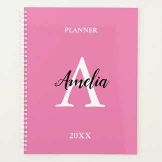 Pink Monogram Script Inspirational Planner
