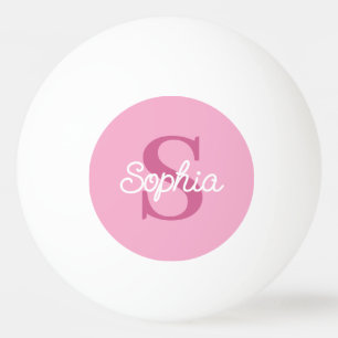 Pink Monogram Script Name Ladies Ping Pong Ball