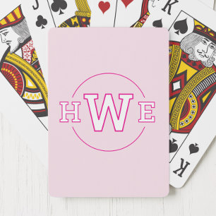 Pink Monogram Simple Initials Modern Girly Retro Playing Cards