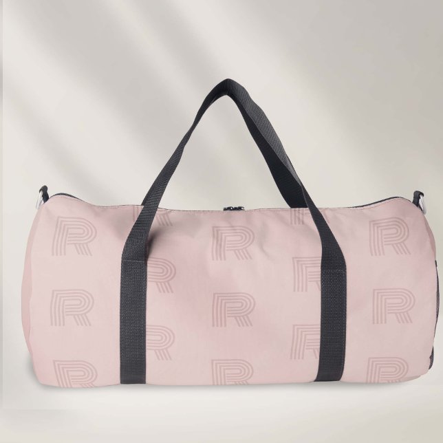 pink monogram simple modern womens duffle bag (Pink monogram large duffel bag women's duffel bag.)