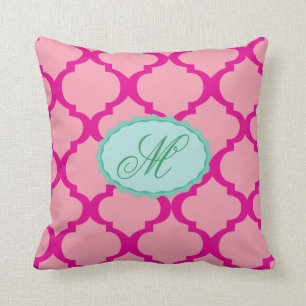 Pink Monogram Throw Pillow