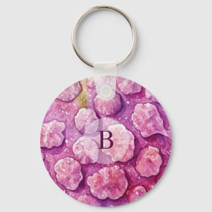 Pink Monogram Virus Bacteria Pattern Key Ring