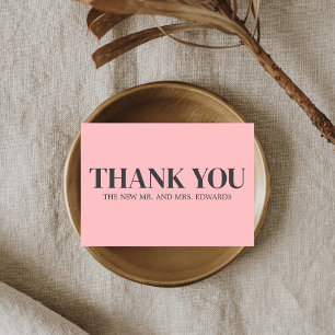 Pink Monogram Wedding Thank You Card