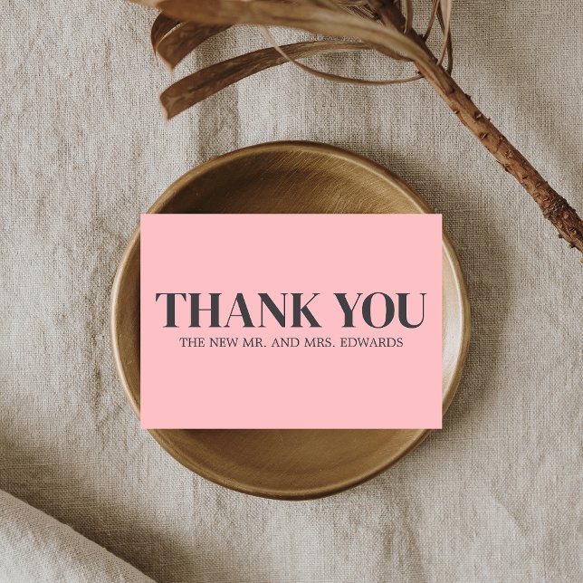 Pink Monogram Wedding Thank You Card (Pink Monogram Wedding Thank you Card)