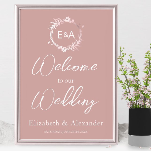 Pink Monogram Wedding Welcome Sign Foam Boar (Creator Uploaded)