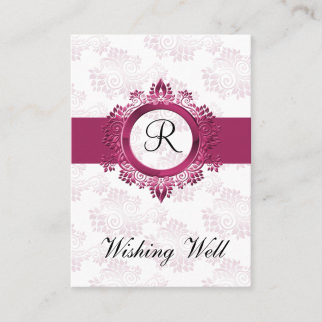 pink monogram wishing well cards (Front)